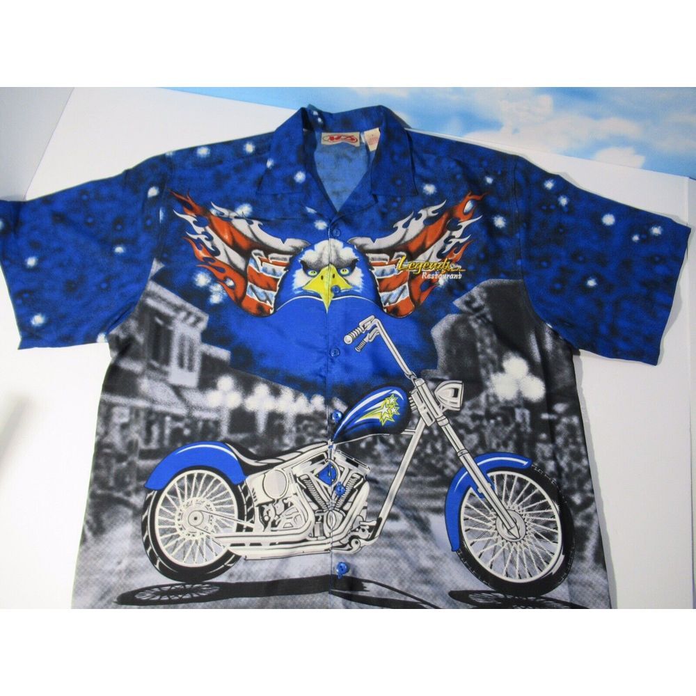 Malibu Dreams Eagle Motorcycle Legends Restaurant Mens Shirt Size Large A12‎